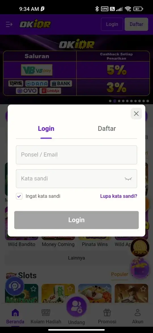 Tampilan aplikasi OKIDR APK